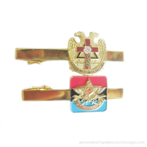 Brass Customized Engraved Military Logo Cufflinks And Tie Clips , Gold Plated Finish , For Gifts Purposes
